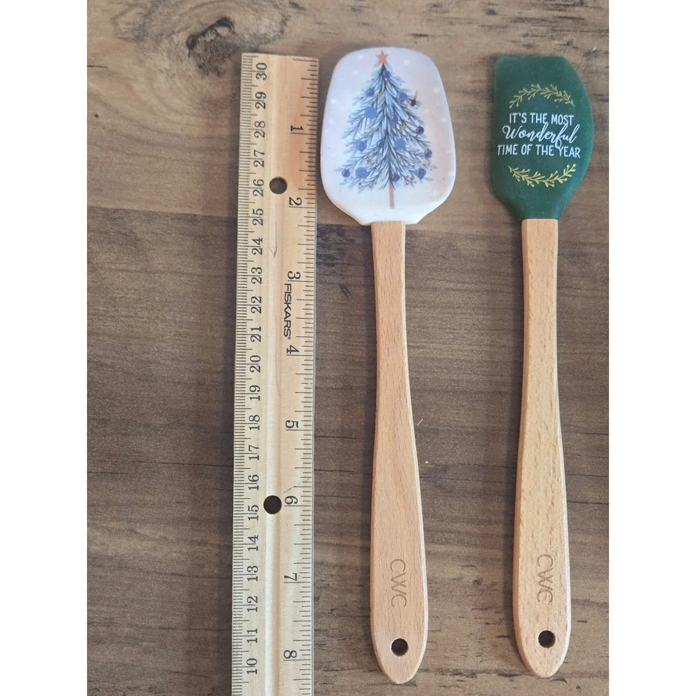 CWC Christmas Silicone Spatula and Whisk Set 5 Piece Holiday Baking Utensils